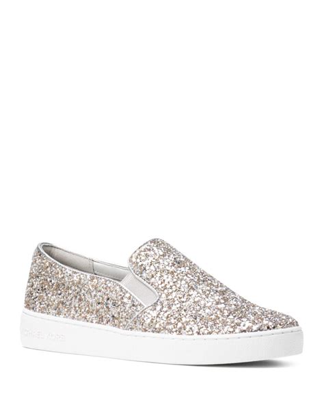 michael michael kors keaton slip-on logo sneakers champagne|Michael Kors glitter slip on.